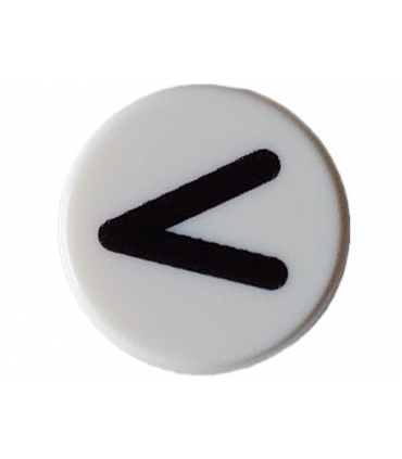 White Tile, Round 1 x 1 with Black Eye Shut Tight / Letter V / Less Than Sign / Greater Than Sign (Thin Line) Pattern