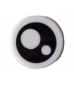 White Tile, Round 1 x 1 with Black Eye with Pupil and Circle Pattern