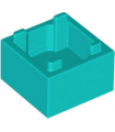 Dark Turquoise Container, Box 2 x 2 x 1 - Top Opening with Flat Inner Bottom