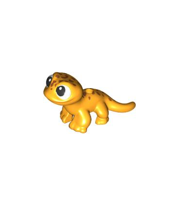 Bright Light Orange Salamander / Gecko, Friends with Black and White Eyes and Dark Orange Spots Pattern (Popcorn)