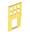 Bright Light Yellow Door 1 x 4 x 6 with 6 Panes, Stud Handle, and Hole for Pet Flap