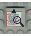 Light Gray Tile 2 x 2 with Groove with Magnifying Glass and Fingerprint Pattern