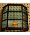 Black Window Bay 3 x 8 x 6 with Trans-Light Blue Glass with 5 White Stripes and Hamburger Pattern