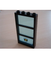 Black Window 1 x 4 x 6/ 3 Panes with Trans-Light Blue Glass with Police Star Badge & White Stripes Pattern (Sticker) - Set 6598