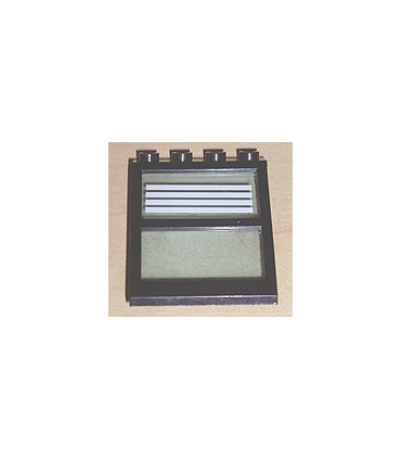 Black Window 4 x 4 x 3 Roof with Center Bar with 4 White Stripes Pattern (Sticker) - Set 6598