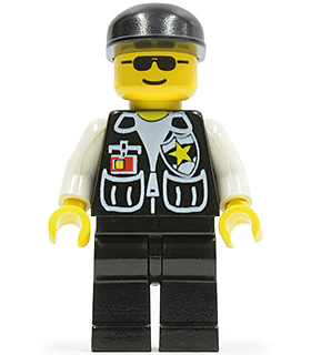 Police - Sheriff Star and 2 Pockets, Black Legs, White Arms, Black Cap, Black Sunglasses