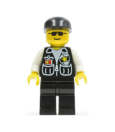 Police - Sheriff Star and 2 Pockets, Black Legs, White Arms, Black Cap, Black Sunglasses