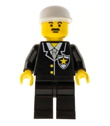 Police - Suit with Sheriff Star, Black Legs, White Cap