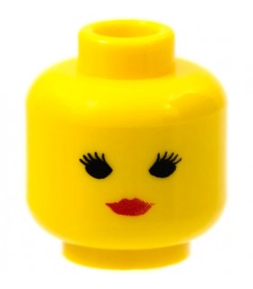 Yellow Minifig, Head Female with Red Lips, Eyelashes