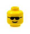 Yellow Minifig, Head Glasses with Black Sunglasses and Standard Grin Pattern