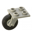 Light Gray Plate, Modified 2 x 2 Thin with Plane Single Wheel Holder and Trans-Clear Wheel