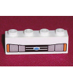 White Brick 1 x 4 with Car Headlights, Black Grille, and Blue Oval Pattern