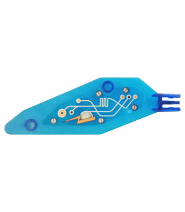 Trans-Dark Blue Wing Insectoid Small with Arm Hinge and Circuitry Pattern Left (Print on Top, Tip at Left, Logo at Back Edge)
