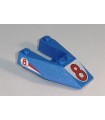 Blue Wedge 6 x 4 Cutout without Stud Notches with Red Number 8 Print & Red '8' Pattern on Both Sides (Stickers) - Set 6334