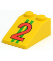 Yellow Slope 33 3 x 2 with Red Number 2 and Two Green Stripes Pattern