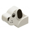 White Dog Head Brick with Black Eyes, Nose, Ears, and Whisker Dots Pattern
