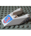 White Wedge 6 x 4 Cutout without Stud Notches with Red Number 3 Print & Blue Stars Pattern on Both Sides (Stickers) - Set 6517