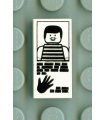 White Tile 1 x 2 with Groove with Hand Print and Striped Shirt Pattern