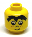 Yellow Minifig, Head Male Bangs and Freckles Pattern - Blocked Open Stud