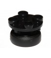 Black Plate, Round 2 x 2 Thin with Rotation Stem with Black Tire 14mm D. x 4mm Smooth Small Single (40145 / 59895)