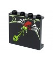 Black Panel 1 x 4 x 3 - Hollow Studs with Yellowish Green Web, Lime Skull and Red Spider with Silver Legs Pattern