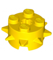 Yellow Brick, Round 2 x 2 with Spikes and Axle Hole