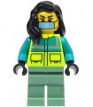 Ambulance Driver - Female, Dark Turquoise and Neon Yellow Safety Vest, Sand Green Legs, Black Hair, Surgical Mask