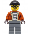 Police - City Bandit Crook Male, Dark Orange Jacket, Dark Bluish Gray Legs, Black Knit Cap