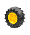 Yellow Wheel 30.4mm D. x 20mm with No Pin Holes and Reinforced Rim with Black Tire 56 x 26 Tractor (56145 / 70695)