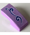 Medium Lavender Slope, Curved 2 x 1 x 2/3 with Dark Purple Scrollwork with White Outline Pattern Model Left Side (Sticker)