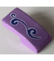 Medium Lavender Slope, Curved 2 x 1 x 2/3 with Dark Purple Scrollwork with White Outline Pattern Model Right Side (Sticker)