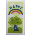 White Tile 1 x 2 With Groove with Tree, Rainbow and 'HAPPY' Pattern