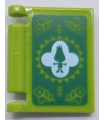 Lime Minifigure, Utensil Book Cover with Green Troll Silhouette on White, Flowers on Green Background Pattern