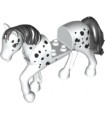 White Horse with 2 x 2 Cutout and Movable Neck with Molded Black Tail and Mane, Printed Black Spots Pattern