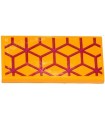 Bright Light Orange Tile 2 x 4 with Magenta Diamond Cube Geometric Pattern (Sticker) - Set 41135