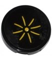 Black Tile, Round 2 x 2 with Bottom Stud Holder with Cushion with Gold Button Pattern (Sticker) - Set 41135