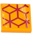 Bright Light Orange Tile 2 x 2 with Groove with Magenta Diamond Cube Geometric Pattern (Sticker) - Set 41135