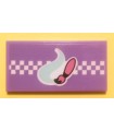 Medium Lavender Tile 2 x 4 with Bright Pink Paint Brush, Light Aqua Paint Swirl and White Checkered Background Pattern (Sticker)