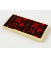 Tan Tile 2 x 4 with Dark Brown Blanket with Red and Dark Red Suns and Flowers Pattern (Sticker) - Set 41149