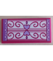 Magenta Tile 2 x 4 with Floor Mat with Medium Lavender Edges and Hearts, Swirls and Lines on White Background Pattern (Sticker)