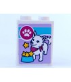White Brick 1 x 2 x 2 with Inside Stud Holder with Dog, Paw Print, and Stars in Food Bowl Pattern (Sticker) - Set 41323