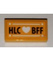 Bright Light Orange Tile 1 x 2 with Groove with 'HLC Heart BFF' Pattern (Sticker) - Set 41340