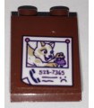 Reddish Brown Slope 65 2 x 2 x 2 with Bottom Tube with Telephone, '528-7365', Cat and Mouse Pattern (Sticker) - Set 41340