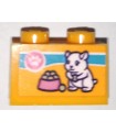 Bright Light Orange Brick 1 x 2 with Paw Print, Hamster and Food Bowl Pattern (Sticker) - Set 41340
