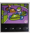 Black Tile, Modified 4 x 4 with Studs on Edge with Checkered Flags and Go-Karts on Racetrack Pattern (Sticker) - Set 41340