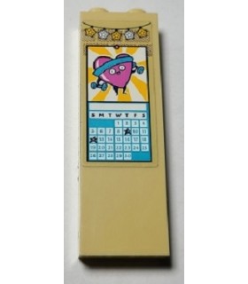 Tan Brick 1 x 2 x 5 with Calendar and Heart Lifting Weights Pattern (Sticker) - Set 41340