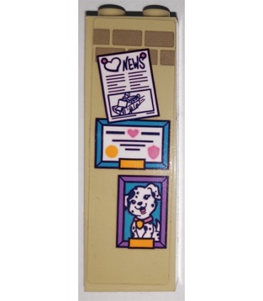 Tan Brick 1 x 2 x 5 with 'NEWS', Certificate and Picture of Dog Pattern (Sticker) - Set 41340