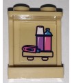 Tan Panel 1 x 2 x 2 with Side Supports - Hollow Studs with USB Flash Drive and Flasks Pattern on Inside (Sticker) - Set 41340