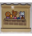 Tan Panel 1 x 4 x 3 with Side Supports -with Butterfly on Outside and Shelf with Trophies and Cat Pattern on Inside (Stickers)