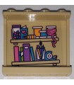 Tan Panel 1 x 4 x 3  Side Supports - with Butterfly on Outside and Shelves with Books and Craft Supplies Pattern  (Stickers)